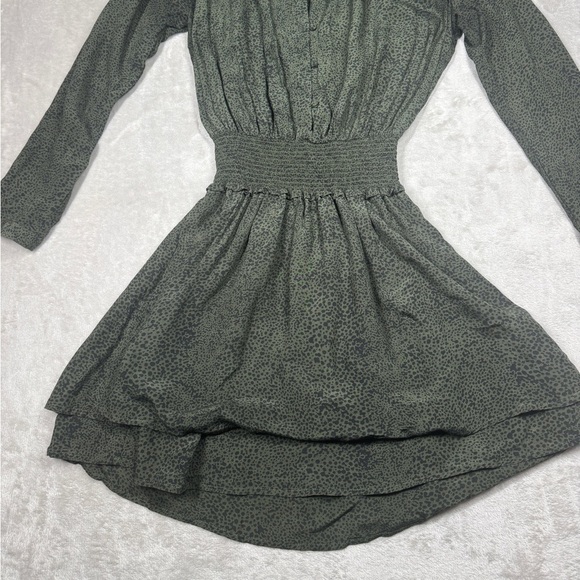 Rails Jasmine Olive Speckled Tiered Button Front Mini Boho Green Dress Size XS - Picture 5 of 16